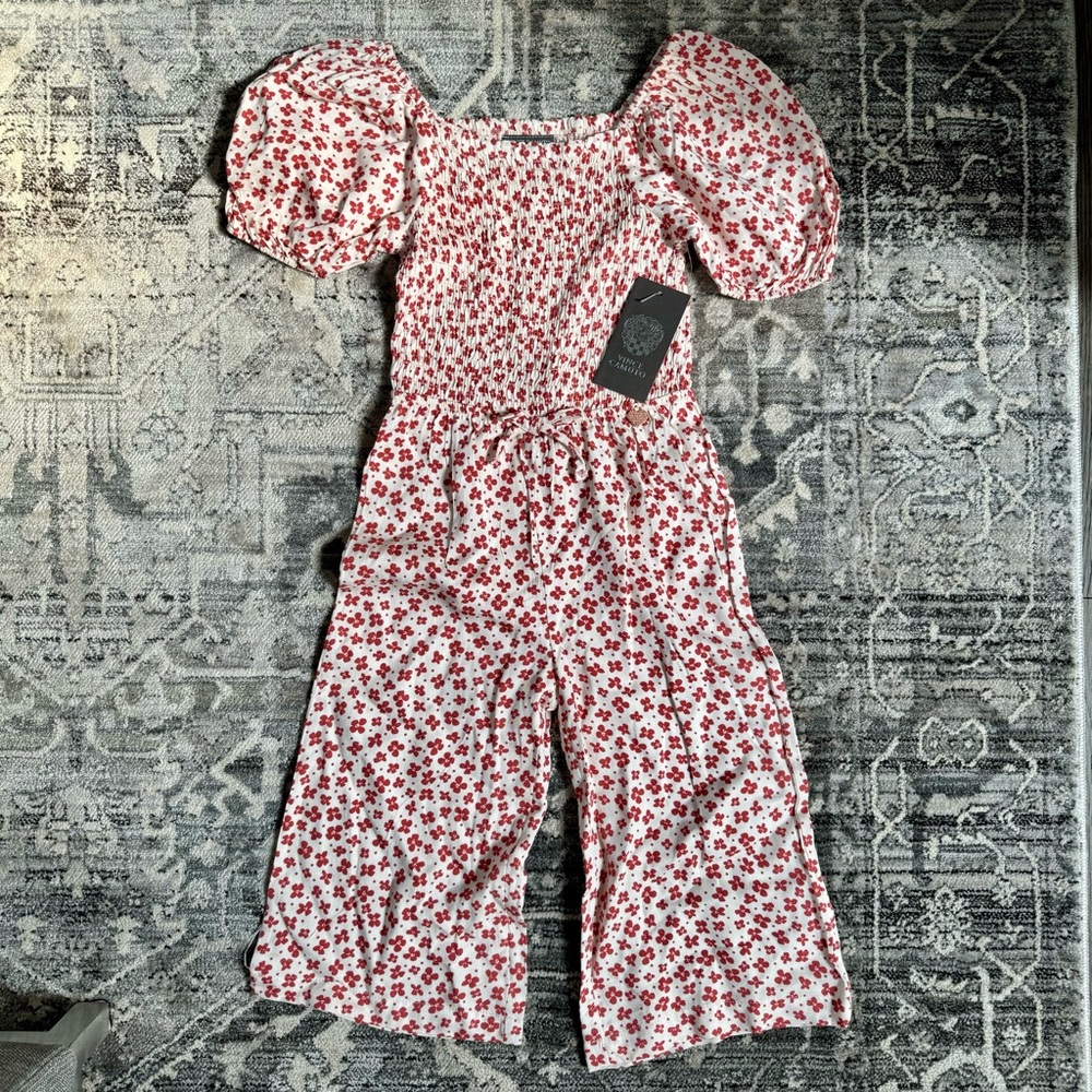 Vince Camuto Floral Puff Sleeve Jumpsuit